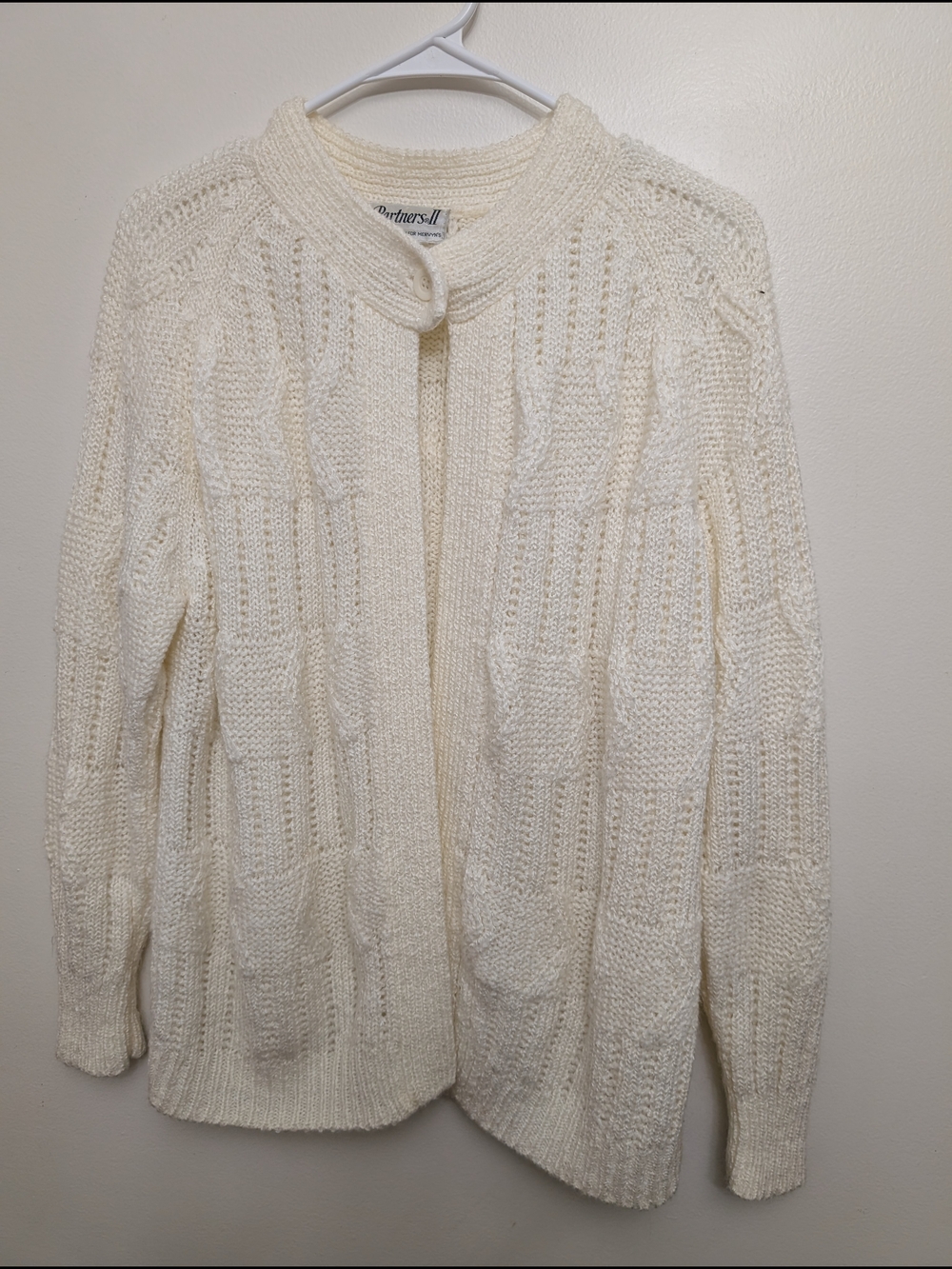 Vintage Partners II by Mervyn's Cream Cable Knit Cardigan Size Medium